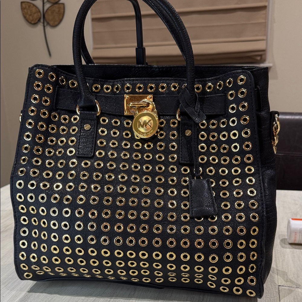 Michael Kors Black Tote with Gold Accents